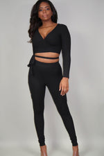 Load image into Gallery viewer, Tie Top Legging Set | Black - FIERCE FASHION by Lexi
