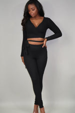 Load image into Gallery viewer, Tie Top Legging Set | Black - FIERCE FASHION by Lexi
