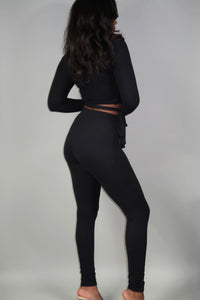 Tie Top Legging Set | Black - FIERCE FASHION by Lexi